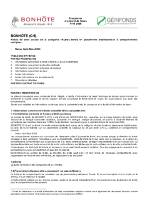 Prospectus et contrat Prospectus et contrat